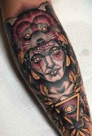 男性手臂和前胸的一组新传统纹身图案