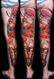 9张漂亮大腿上的彩色写实纹身图案作品
