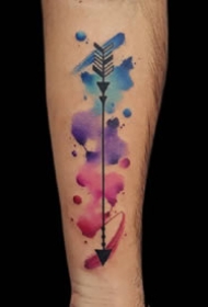水彩小纹身：一组水彩色的小清新简约纹身图案