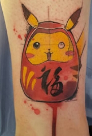 可爱的一组卡哇伊水彩风格卡通纹身图