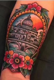 一组红色old school风格的漂亮纹身作品