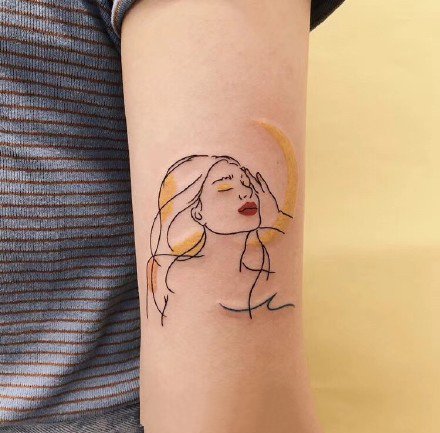 速写线条纹身：一组彩色速写人物纹身图案9张