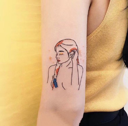 速写线条纹身：一组彩色速写人物纹身图案9张