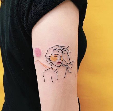 速写线条纹身：一组彩色速写人物纹身图案9张