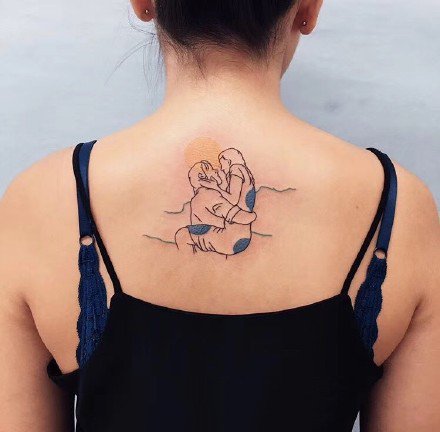 速写线条纹身：一组彩色速写人物纹身图案9张