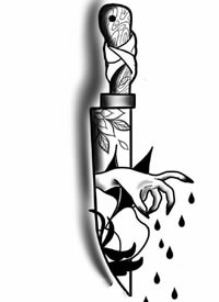 匕首纹身素材：一组匕首小刀的纹身手稿图案