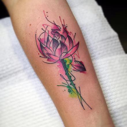 水彩小纹身：18张小清新的水彩色纹身图案