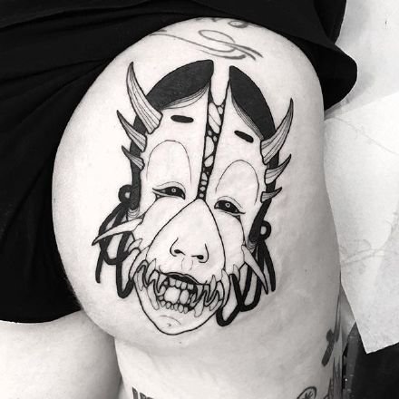 很邪恶的一组日式黑灰纹身作品9张