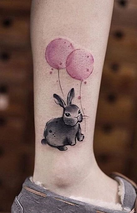 school风格的一组彩色狗狗纹身图案9张