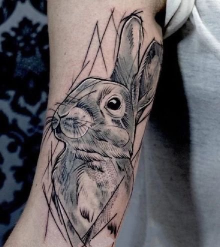 school风格的一组彩色狗狗纹身图案9张