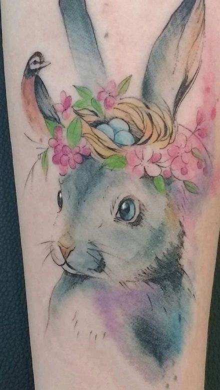 school风格的一组彩色狗狗纹身图案9张