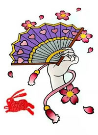 40张日式风格的彩色纹身小图手稿图案