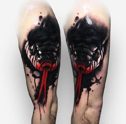水墨风格的个性彩色小纹身图案作品9张