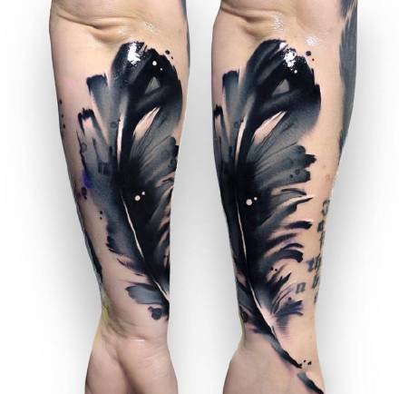 水墨风格的个性彩色小纹身图案作品9张