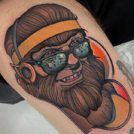 new school风格的一组男性人像纹身图案