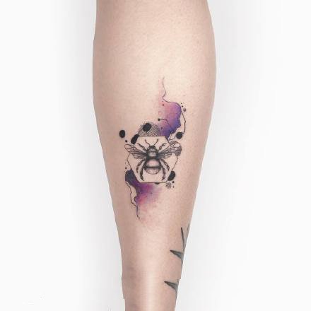 适合小腿和小臂的一组小清新水彩纹身作品