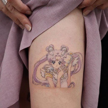 可爱的一组二次元卡通小女生纹身图案