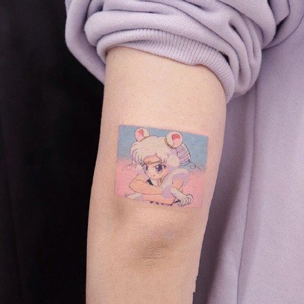 可爱的一组二次元卡通小女生纹身图案