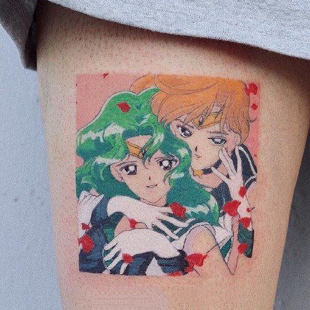 可爱的一组二次元卡通小女生纹身图案