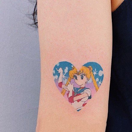 可爱的一组二次元卡通小女生纹身图案