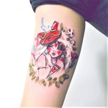 水彩色的一组女孩创意纹身图案欣赏