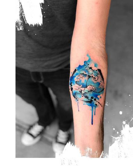 纹在小臂上很好看的一组水彩风格的纹身图案