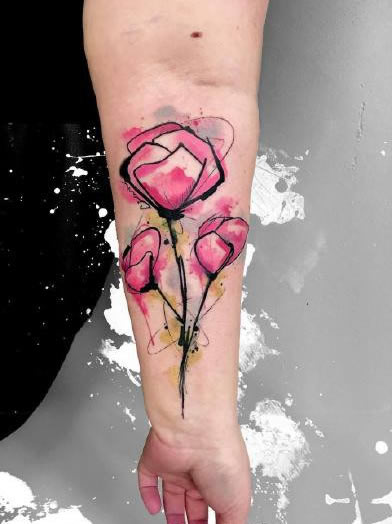 纹在小臂上很好看的一组水彩风格的纹身图案