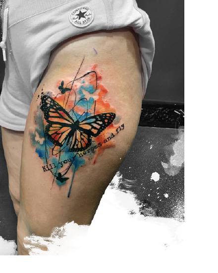 纹在小臂上很好看的一组水彩风格的纹身图案