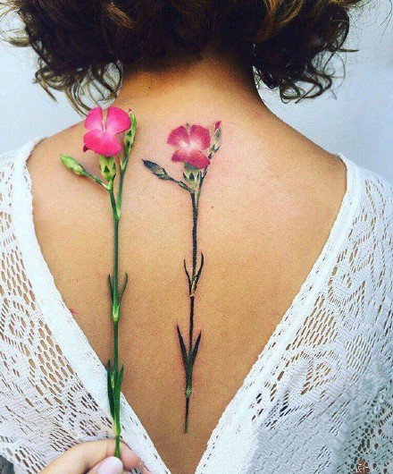 植物花卉纹身：27张鲜艳的彩色花卉植物纹身图案