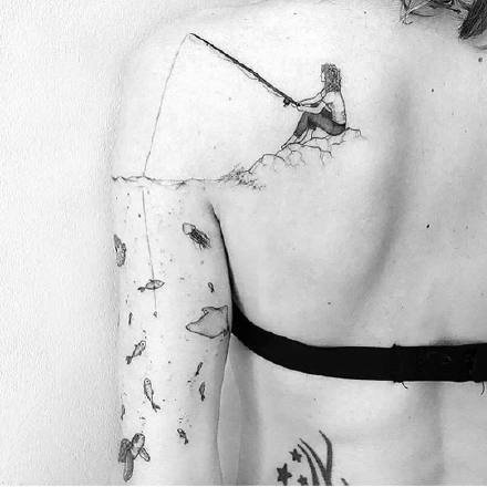 很好看的一组个性黑灰色点刺小纹身图案