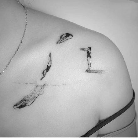 很好看的一组个性黑灰色点刺小纹身图案