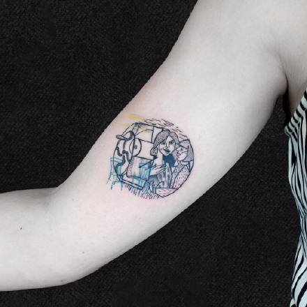 涂鸦风格的一组创意水彩纹身图案