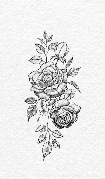 42张素花小清新花朵纹身手稿素材
