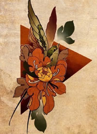 欧美新风格的一组彩色纹身手稿