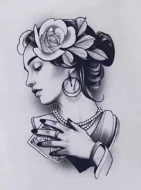 25张欧美女郎小黑灰纹身手稿图案缩略频道推荐图