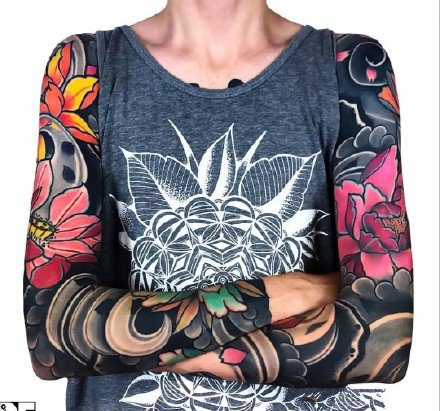 花臂：一组老传统风格的大花臂纹身图片