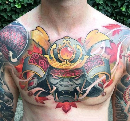 男性花胸：一组男士胸前霸气的花胸纹身图案