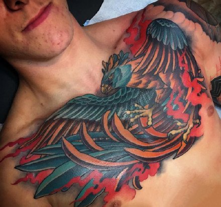 男性花胸：一组男士胸前霸气的花胸纹身图案