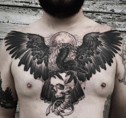 男性花胸：一组男士胸前霸气的花胸纹身图案