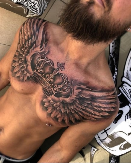 霸气翅膀：适合男性的一组霸气翅膀纹身图案9张
