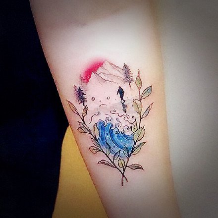 很唯美的一组水彩色小清新纹身图案
