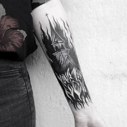 死黑色的一组暗黑个性纹身作品图案