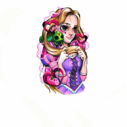 34张school卡通风格的小彩图纹身手稿