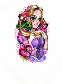 34张school卡通风格的小彩图纹身手稿缩略频道推荐图