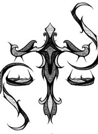 一组黑白装饰版画图腾纹身手稿