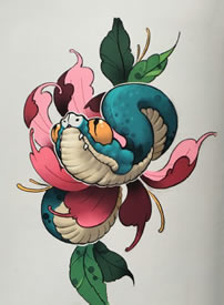 一组newschool新传统风格的创意纹身手稿