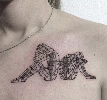 简约漂亮的一组线条组成的纹身图案