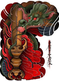 一组新传统风格的半甲纹身手稿缩略频道推荐图