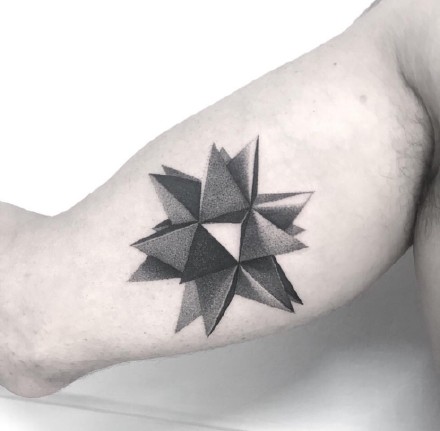 由几何体立体构成的3d视觉纹身图案欣赏