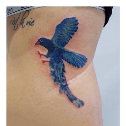 蓝色调的一组水墨彩色纹身图案9张